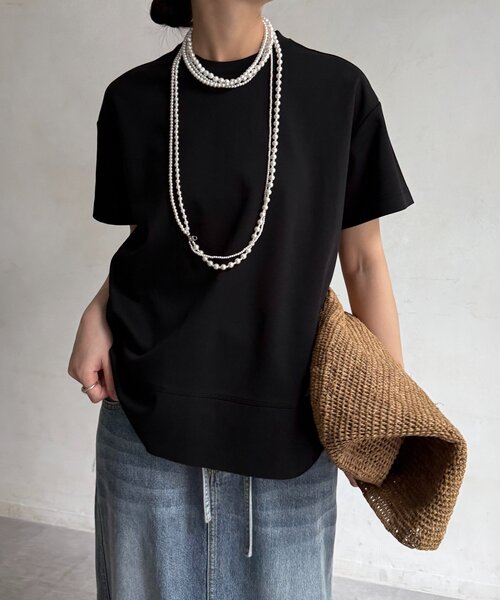 DouDou(ドゥドゥ)の「裾切替半袖プルオーバー(Tシャツ/カットソー・レディース・ライトグレー/オフホワイト/ブラック/イエロー・FREE)」の19枚目の写真