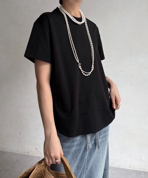 DouDou(ドゥドゥ)の「裾切替半袖プルオーバー(Tシャツ/カットソー・レディース・ライトグレー/オフホワイト/ブラック/イエロー・FREE)」の21枚目の写真