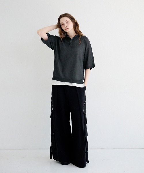 LILL(リル)の「リネンライクヘンリーネック半袖サマーニット(ニット/セーター・メンズ・ブラック/ホワイト/チャコールグレー/ブルーグレー・XL/L/S/M)」の21枚目の写真