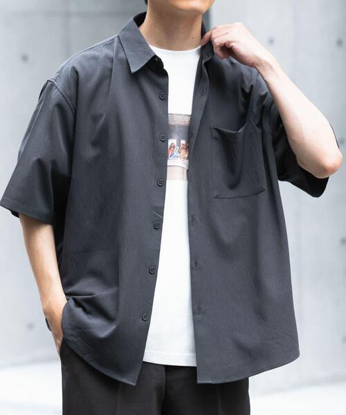 ITEMS URBANRESEARCH(アイテムズ アーバンリサーチ)の「ヨウリュウ レギュラーカラー 半袖シャツ(シャツ/ブラウス・メンズ・ブラック/ダークグレー/ネイビー/オリーブ・LARGE/MEDIUM)」の11枚目の写真
