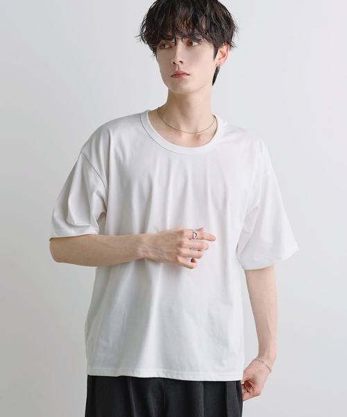 ASTRONOMY(アストロノミー)の「【吸汗速乾/UVカット】シルキータッチUネックボックスTシャツ(Tシャツ/カットソー・メンズ・グレー/チャコール/ホワイト/ブラック・XL/M/L)」の5枚目の写真