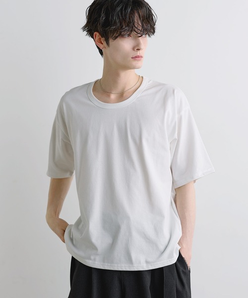 ASTRONOMY(アストロノミー)の「【吸汗速乾/UVカット】シルキータッチUネックボックスTシャツ(Tシャツ/カットソー・メンズ・グレー/チャコール/ホワイト/ブラック・XL/M/L)」の6枚目の写真