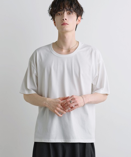 ASTRONOMY(アストロノミー)の「【吸汗速乾/UVカット】シルキータッチUネックボックスTシャツ(Tシャツ/カットソー・メンズ・グレー/チャコール/ホワイト/ブラック・XL/M/L)」の9枚目の写真