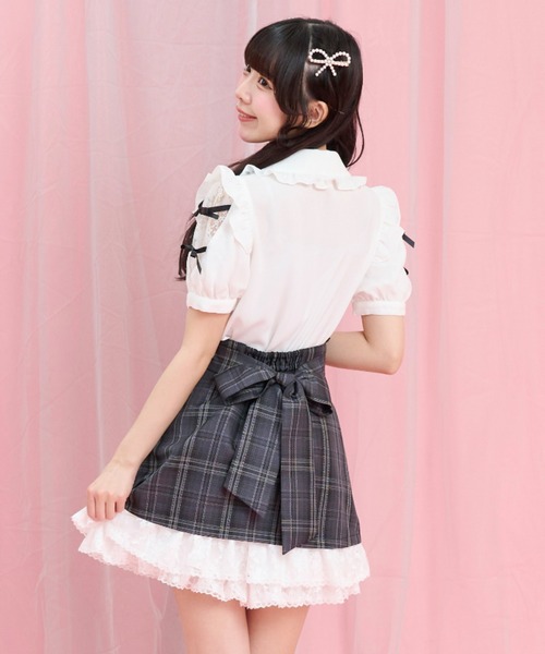 Secret Honey(シークレットハニー)の「袖スリットラッフルブラウス(シャツ/ブラウス・レディース・オフホワイト/ブラック・MEDIUM)」の8枚目の写真
