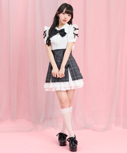 Secret Honey(シークレットハニー)の「袖スリットラッフルブラウス(シャツ/ブラウス・レディース・オフホワイト/ブラック・MEDIUM)」の6枚目の写真