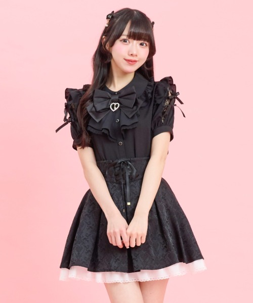 Secret Honey(シークレットハニー)の「袖スリットラッフルブラウス(シャツ/ブラウス・レディース・オフホワイト/ブラック・MEDIUM)」の10枚目の写真