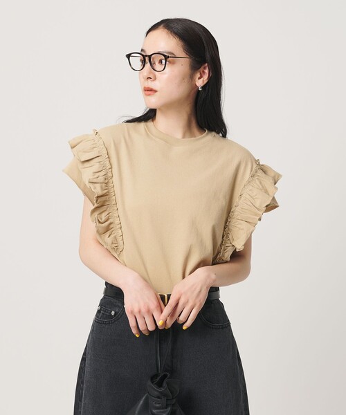 BEAUTY&YOUTH UNITED ARROWS（ビューティーアンドユースユナイテッドアローズ）の「コットンフリル ショートスリーブ カットソー（Tシャツ/カットソー・レディース・ダークグレー/ベージュ/ホワイト・FREE）」の22枚目の写真