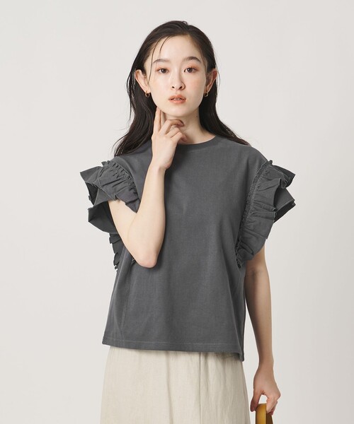 BEAUTY&YOUTH UNITED ARROWS（ビューティーアンドユースユナイテッドアローズ）の「コットンフリル ショートスリーブ カットソー（Tシャツ/カットソー・レディース・ダークグレー/ベージュ/ホワイト・FREE）」の18枚目の写真
