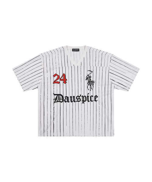 DAUSPICE（ディーオスピス）の「BB STRIPE FOOTBALL JERSEY White（Tシャツ/カットソー・レディース・ホワイト・MEDIUM/LARGE）」の2枚目の写真