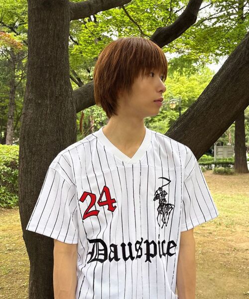 DAUSPICE（ディーオスピス）の「BB STRIPE FOOTBALL JERSEY White（Tシャツ/カットソー・レディース・ホワイト・MEDIUM/LARGE）」の4枚目の写真