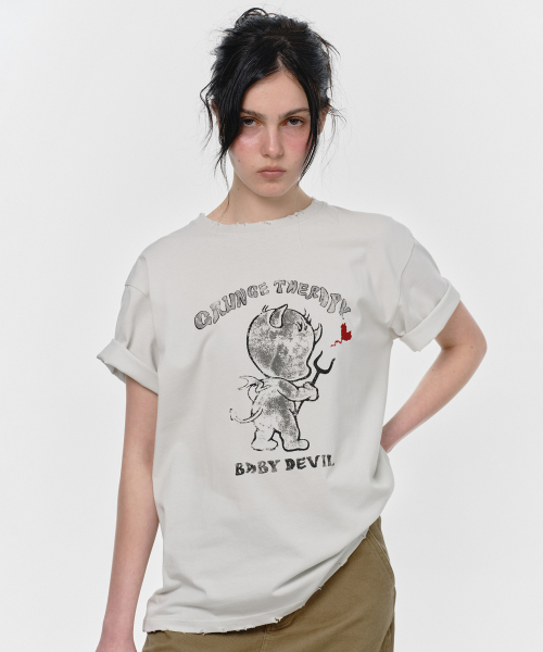 SUNBURNPROJECT(サンバーンプロジェクト)の「BABY DEVIL T-SHIRT, LIGHT GRAY(Tシャツ/カットソー・レディース・その他・FREE)」の1枚目の写真
