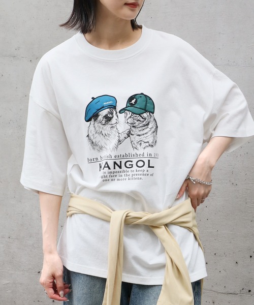 KANGOL（カンゴール）の「【KANGOL/カンゴール】別注 アニマルアップリケ刺繍 半袖Tシャツ（Tシャツ/カットソー・メンズ・ブラック系1/ホワイト系1/ホワイト系3/ブラック系3/ネイビー系1/ホワイト系2/ブラック系2/ネイビー系3/ネイビー系2・M/L）」の3枚目の写真