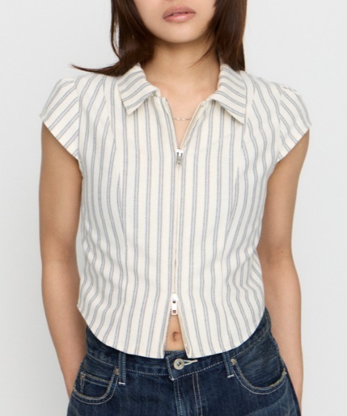 STRIPE ZIP トップス（Tシャツ/カットソー）｜LAGUA GEM（ラグアジェム
