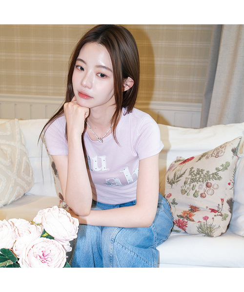 muahmuah（ムーアムーア）の「ドットスターパッチ半袖Tシャツ [6色]（Tシャツ/カットソー・レディース・ホワイト/ブラック/スカイブルー/ネイビー/イエロー/ピンク・FREE）」の6枚目の写真