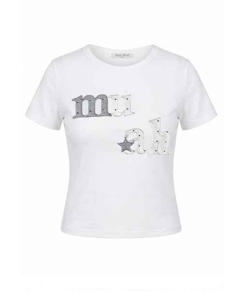 muahmuah（ムーアムーア）の「ドットスターパッチ半袖Tシャツ [6色]（Tシャツ/カットソー・レディース・ホワイト/ブラック/スカイブルー/ネイビー/イエロー/ピンク・FREE）」の20枚目の写真