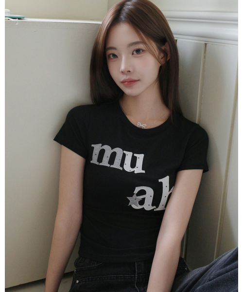 muahmuah（ムーアムーア）の「ドットスターパッチ半袖Tシャツ [6色]（Tシャツ/カットソー・レディース・ホワイト/ブラック/スカイブルー/ネイビー/イエロー/ピンク・FREE）」の22枚目の写真