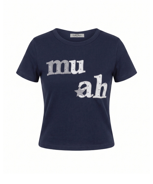 muahmuah（ムーアムーア）の「ドットスターパッチ半袖Tシャツ [6色]（Tシャツ/カットソー・レディース・ホワイト/ブラック/スカイブルー/ネイビー/イエロー/ピンク・FREE）」の17枚目の写真