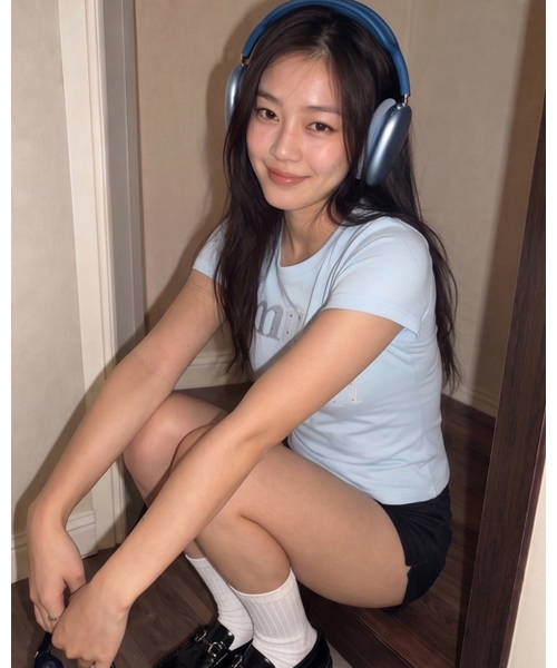 muahmuah（ムーアムーア）の「ドットスターパッチ半袖Tシャツ [6色]（Tシャツ/カットソー・レディース・ホワイト/ブラック/スカイブルー/ネイビー/イエロー/ピンク・FREE）」の19枚目の写真