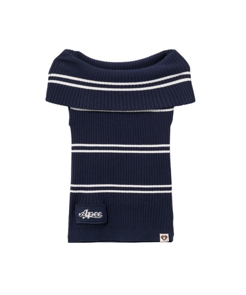 APEE BY A BATHING APE（エイピーバイアベイシングエイプ）の「OFF-SHOULDER STRIPES TOP（その他トップス・レディース・ネイビー/アイボリー・X-SMALL/SMALL）」の2枚目の写真