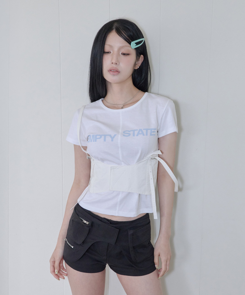 41PRAY（サイルプレイ）の「Corset Layered Sleeveless Top / White（Tシャツ/カットソー・レディース・ホワイト・OS）」の2枚目の写真