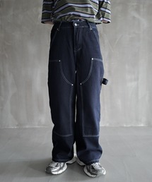 Y2K コントラストステッチ ダブルニーデニムパンツ WO26S13PT03