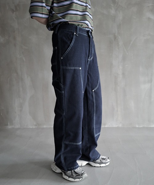 WESTBOY(ウエストボーイ)の「Y2K コントラストステッチ ダブルニーデニムパンツ WO26S13PT03(デニムパンツ・メンズ・ダークブルー・XL/M/L)」の2枚目の写真