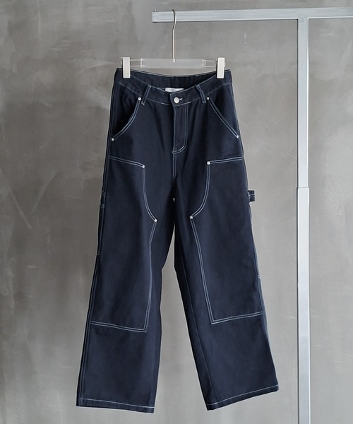 WESTBOY(ウエストボーイ)の「Y2K コントラストステッチ ダブルニーデニムパンツ WO26S13PT03(デニムパンツ・メンズ・ダークブルー・XL/M/L)」の4枚目の写真
