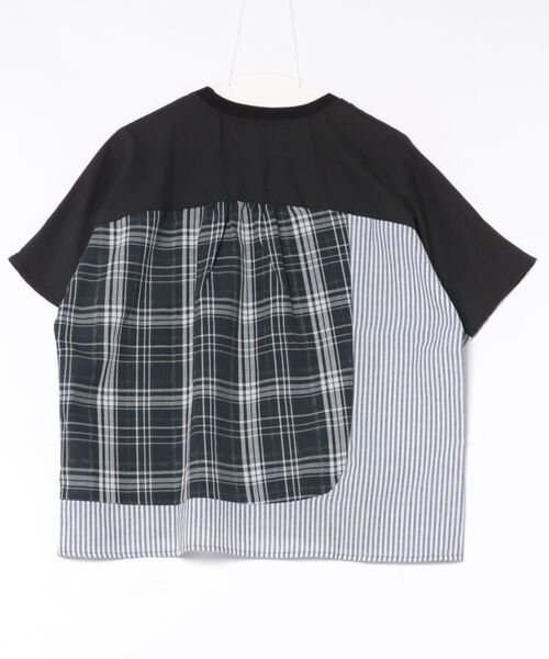 WESTSEA(ウエストシー)の「異素材切替デザイン 半袖カットソー チェック × ストライプ ドッキングTシャツ(Tシャツ/カットソー・レディース・ホワイト/ブラック/ネイビー・FREE)」の13枚目の写真
