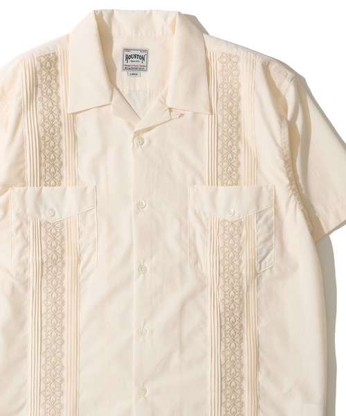 HOUSTON(ヒューストン)の「【HOUSTON / ヒューストン】CUBA SHIRT / キューバシャツ(シャツ/ブラウス・メンズ・オフホワイト/ブラック/ブルー・X-LARGE/MEDIUM/LARGE)」の2枚目の写真