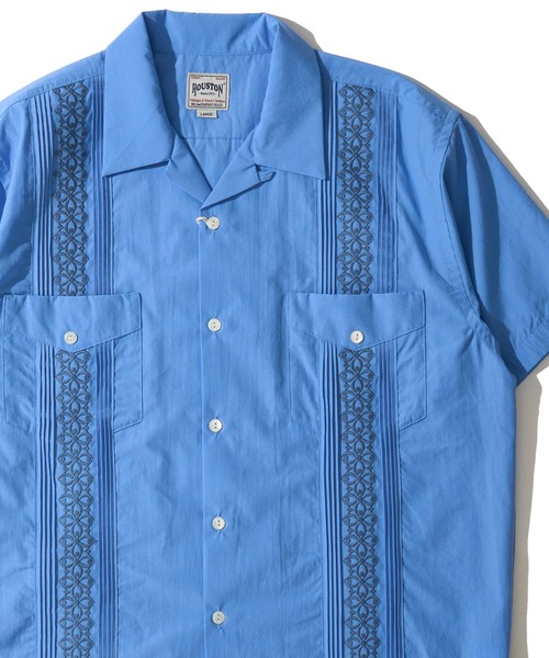 HOUSTON(ヒューストン)の「【HOUSTON / ヒューストン】CUBA SHIRT / キューバシャツ(シャツ/ブラウス・メンズ・オフホワイト/ブラック/ブルー・X-LARGE/MEDIUM/LARGE)」の3枚目の写真