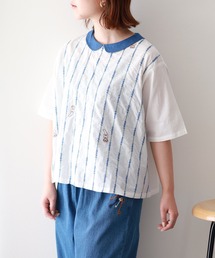 Emago（イマゴ）の「EMAGO すいすい刺繍ﾌﾞﾗｳｽ 半袖（シャツ/ブラウス）」