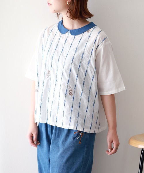 EMAGO すいすい刺繍ﾌﾞﾗｳｽ 半袖