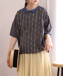 Emago（イマゴ）の「EMAGO すいすい刺繍ﾌﾞﾗｳｽ 半袖（シャツ/ブラウス）」