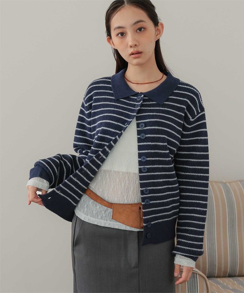 miette(ミエット)の「襟付きダブルボタンニットカーディガン(カーディガン/ボレロ・レディース・ネイビー/ブラウン/チャコール・FREE)」の3枚目の写真