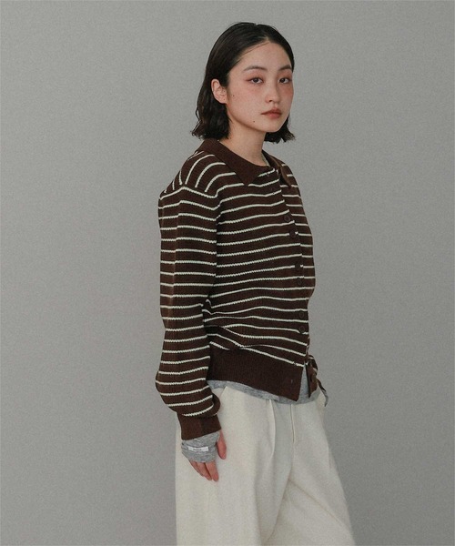 miette(ミエット)の「襟付きダブルボタンニットカーディガン(カーディガン/ボレロ・レディース・ネイビー/ブラウン/チャコール・FREE)」の12枚目の写真