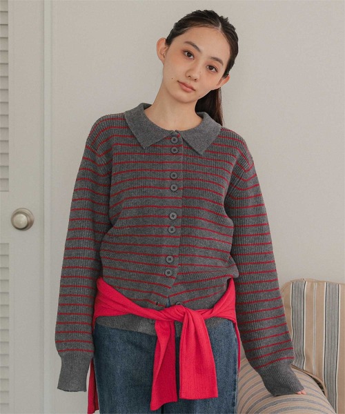 miette(ミエット)の「襟付きダブルボタンニットカーディガン(カーディガン/ボレロ・レディース・ネイビー/ブラウン/チャコール・FREE)」の8枚目の写真