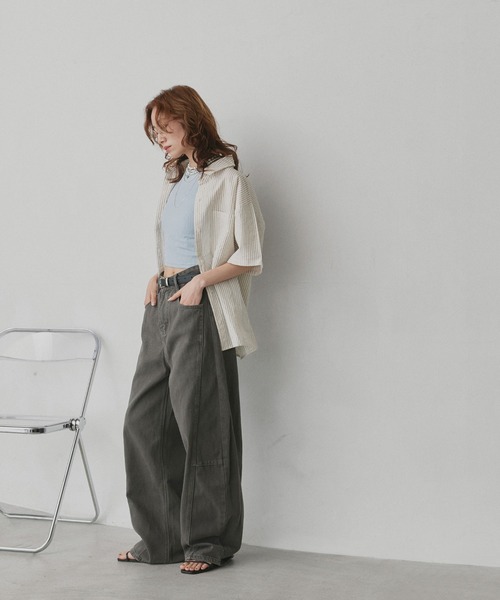 ad thie（アドティエ）の「カラーカーブデニムパンツ（デニムパンツ・レディース・ベージュ/ピンク/ブラウン/グレー・MEDIUM/LARGE）」の16枚目の写真