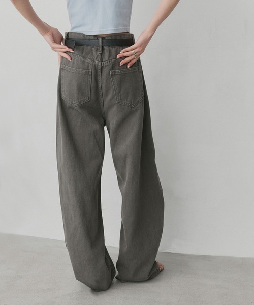ad thie（アドティエ）の「カラーカーブデニムパンツ（デニムパンツ・レディース・ベージュ/ピンク/ブラウン/グレー・MEDIUM/LARGE）」の18枚目の写真