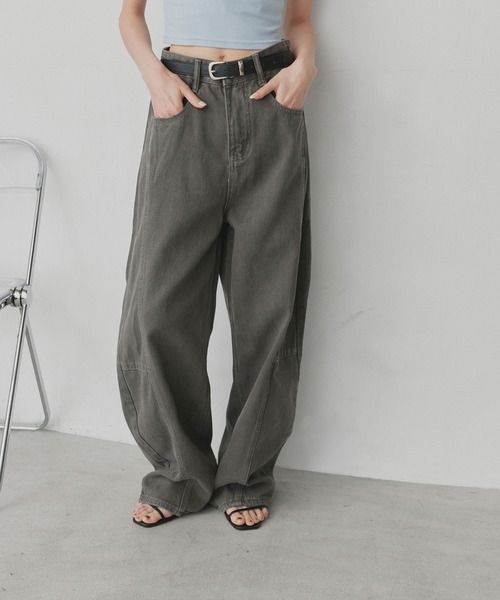 ad thie（アドティエ）の「カラーカーブデニムパンツ（デニムパンツ・レディース・ベージュ/ピンク/ブラウン/グレー・MEDIUM/LARGE）」の19枚目の写真
