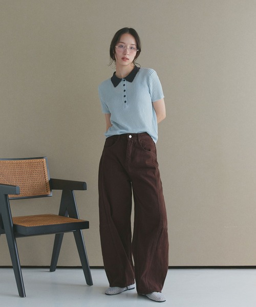 ad thie（アドティエ）の「カラーカーブデニムパンツ（デニムパンツ・レディース・ベージュ/ピンク/ブラウン/グレー・MEDIUM/LARGE）」の20枚目の写真