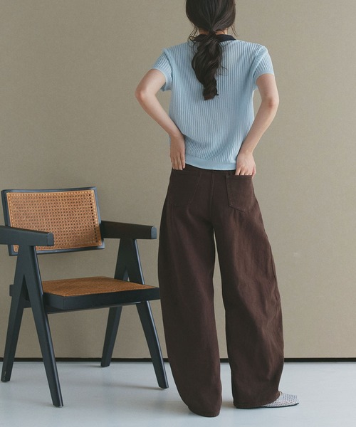 ad thie（アドティエ）の「カラーカーブデニムパンツ（デニムパンツ・レディース・ベージュ/ピンク/ブラウン/グレー・MEDIUM/LARGE）」の21枚目の写真