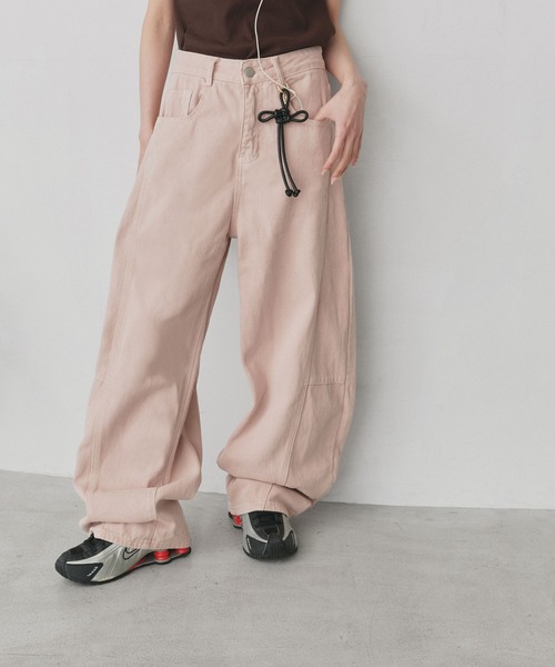 ad thie（アドティエ）の「カラーカーブデニムパンツ（デニムパンツ・レディース・ベージュ/ピンク/ブラウン/グレー・MEDIUM/LARGE）」の7枚目の写真