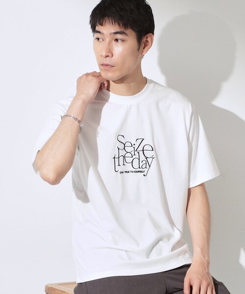 THE SHOP TK (ザ ショップ ティーケー )の「COOLロゴ半袖Tシャツ 接触冷感/洗濯機OK(Tシャツ/カットソー・メンズ・ブルー系その他2/オフホワイト/ブラック/ホワイト系3・02/04/03)」の2枚目の写真