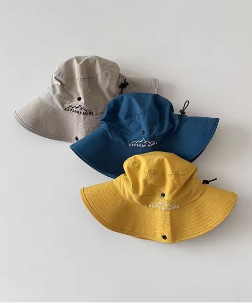 Bambin（ボンバン）の「【 Bambin / ボンバン 】 キッズ ネックガード付き UVカット サンハット / あご紐付き 日よけ 帽子（ハット・キッズ・イエロー/ブルー/ベージュ・FREE）」の3枚目の写真