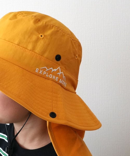 Bambin（ボンバン）の「【 Bambin / ボンバン 】 キッズ ネックガード付き UVカット サンハット / あご紐付き 日よけ 帽子（ハット・キッズ・イエロー/ブルー/ベージュ・FREE）」の6枚目の写真