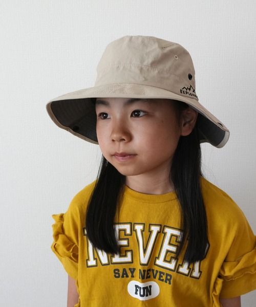 Bambin（ボンバン）の「【 Bambin / ボンバン 】 キッズ ネックガード付き UVカット サンハット / あご紐付き 日よけ 帽子（ハット・キッズ・イエロー/ブルー/ベージュ・FREE）」の10枚目の写真