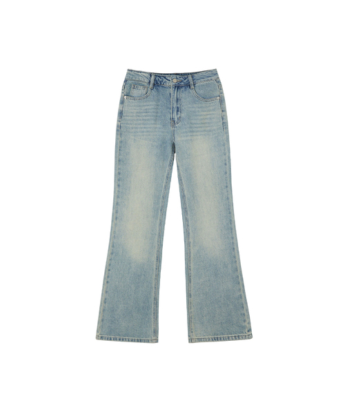 LAP(ラップ)の「ヴィンテージキャットウォッシングロングブーツカットパンツ AS2DP463(デニムパンツ・レディース・ライトインディゴブルー・SMALL/MEDIUM)」の1枚目の写真