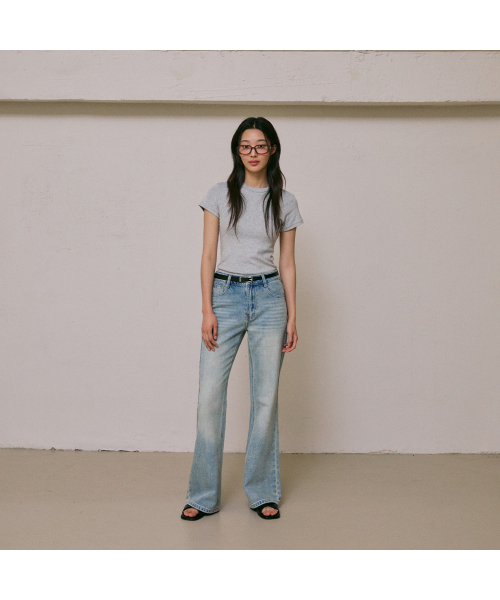 LAP(ラップ)の「ヴィンテージキャットウォッシングロングブーツカットパンツ AS2DP463(デニムパンツ・レディース・ライトインディゴブルー・SMALL/MEDIUM)」の2枚目の写真