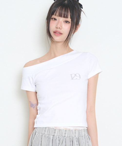 ILLIGO（イリゴ）の「129 ワンショルダー ホットフィックストップ ホワイト（Tシャツ/カットソー・レディース・その他・SMALL/MEDIUM）」の3枚目の写真