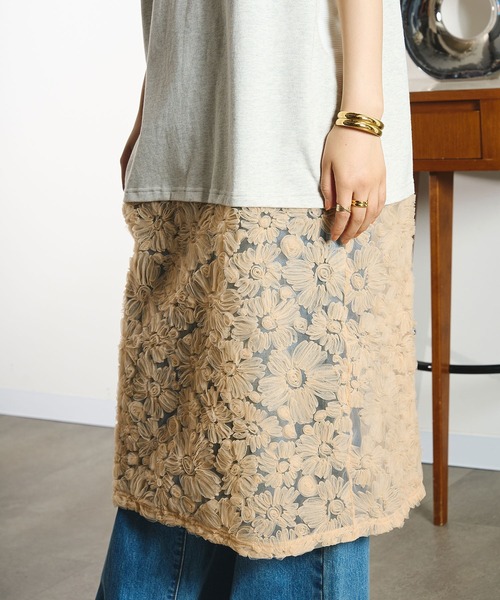 ROSE BUD(ローズバッド)の「OKIRAKU×ROSEBUD/LACE SKIRT LOGO DRESS(ワンピース・レディース・オートミール/ブラック・ONE SIZE)」の9枚目の写真